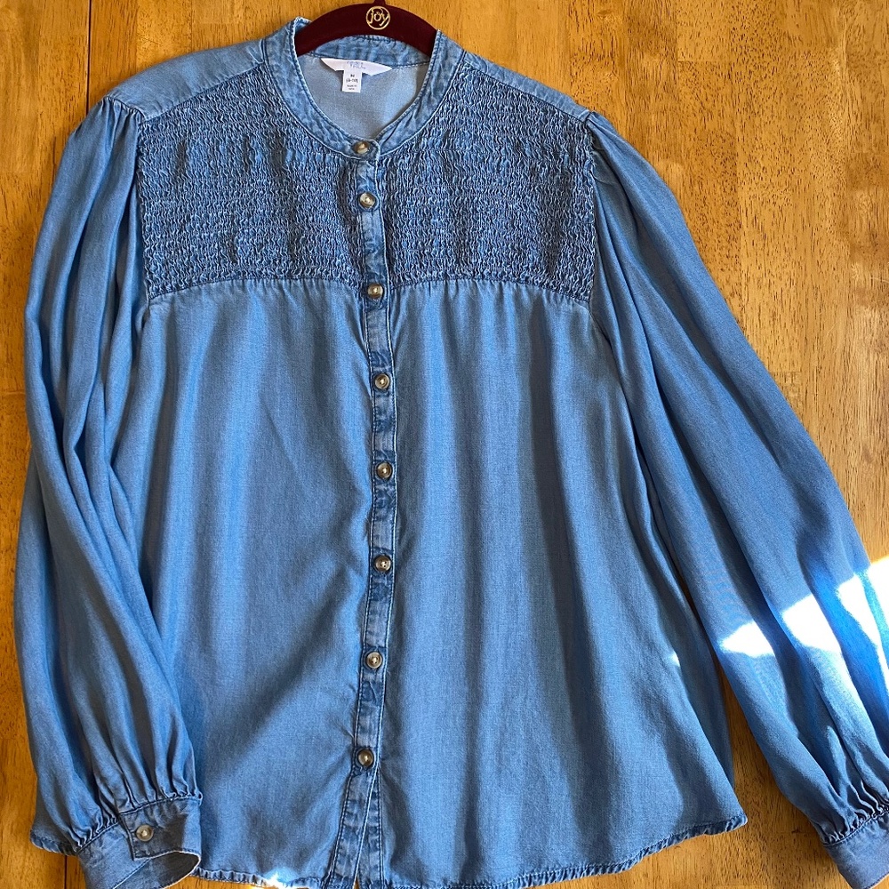 Time and Tru denim button up swing top